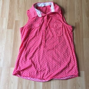 Dotted Button Down Shirt Sleeveless